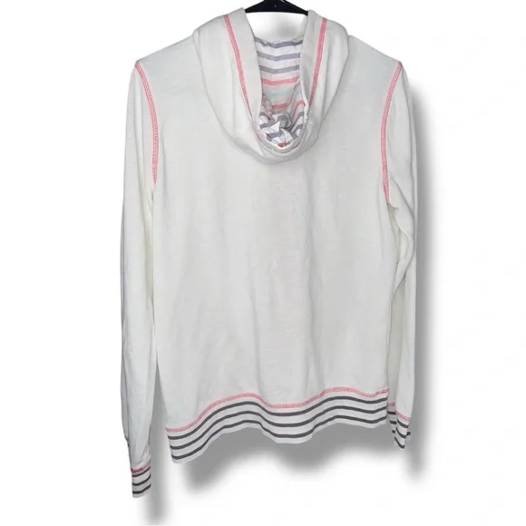 Women’s Made for Life zip up hoodie size medium white/bright pink/striped - Picture 3 of 4